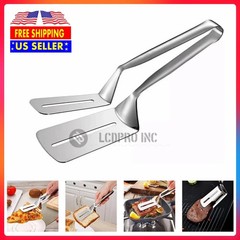 Stainless Steel Steak Clamp Food Tongs BBQ Bread Meat Kitchen Cooking Tool USA