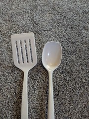 Lot of 2 Melamine utensils Copco White 2530-23 Spatula and Ware China 808 Spoon
