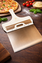 ASHNAEEM 12″ x 14″ Non-Stick Pizza Peel – Smooth Finish Metal Pizza Paddle