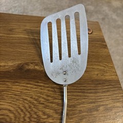 Unbranded Vintage Slotted Spatula 12″ white plastic handle