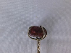 Twisted Handle Cooking Spoon Red Stone Accent Silver Metal Rustic Kitchen Decor