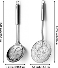 Spider Strainer Skimmer Ladle 2 Pieces, Stainless Steel Kitchen Skimmer
