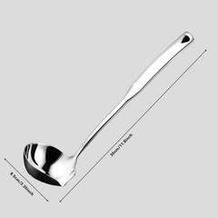 Silver Kitchen Soup Ladle 30cm/11.8 Inch 304 Stainless Steel Pour Spout Metal