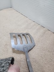 Unbranded Stainless Slotted Spatula Strainer Wood 12″ Scalloped Curved Japan