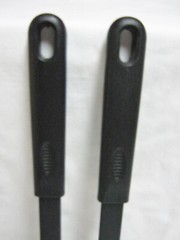 2 UNBRANDED BLACK PLASTIC/NYLON SPATULAS TURNERS UTENSILS SOLID & SLOTTED