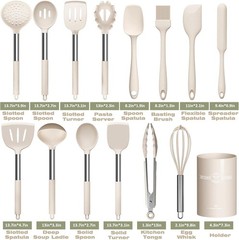 Elegant 15-Piece Kitchen Tool Set – Dishwasher Safe Stainless Steel & Silicone
