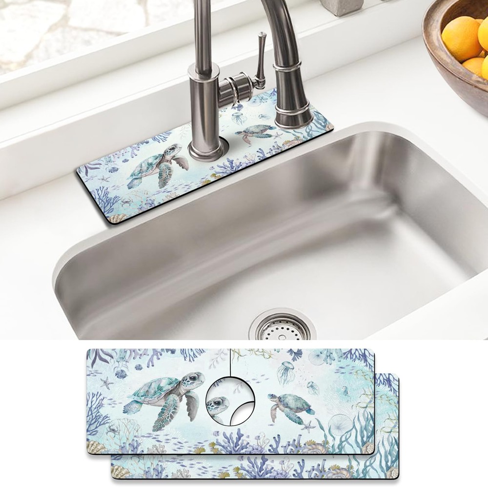 Sink Faucet Absorbing Mat, 2 Pack Drying Mat Around Faucet Sink Splash Guard …