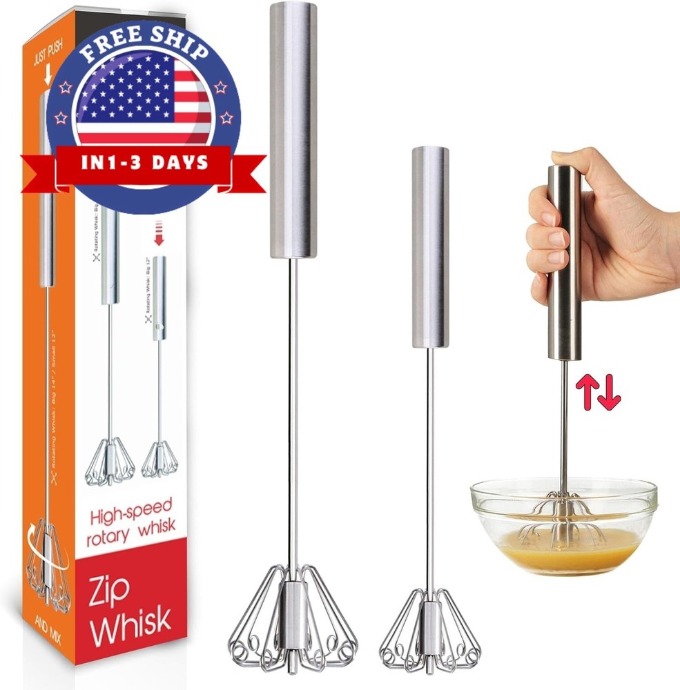 Batidor de huevos acero inoxidable Batidor semiautomatico facil usar con cierre