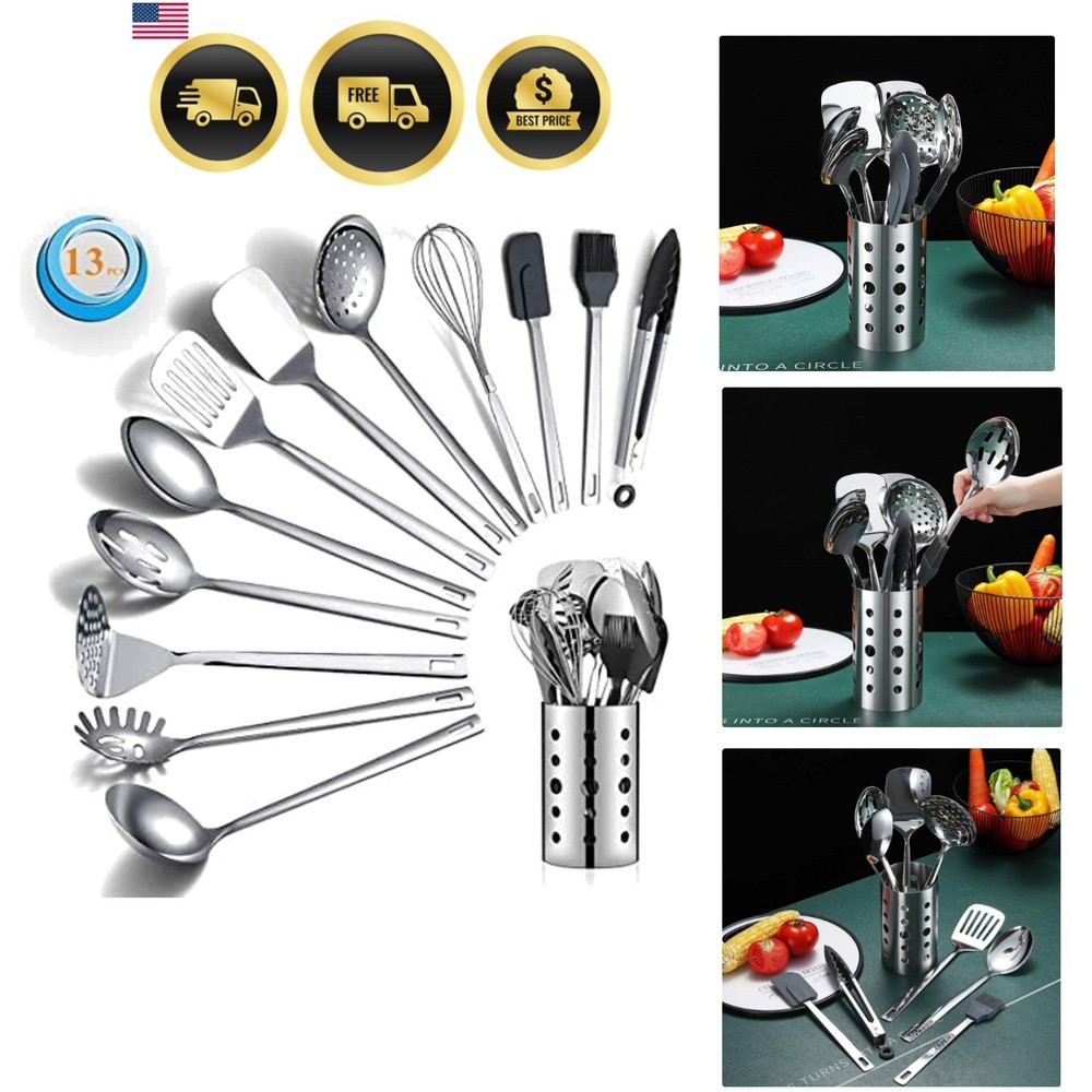 Stainless Steel Cooking Utensils Set, 13 Pieces Kitchen Utensils Set, Kitchen…