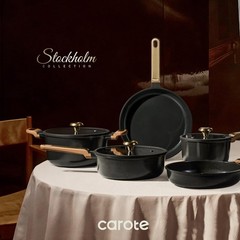 CAROTE Ceramic Cookware Set Nonstick, 16pcs Pots and 16 Piece, Charcoal Black