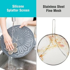 Silicone Splatter Screen For 10 11 and 12 Inch Frying Pan Foldable Splash Guard