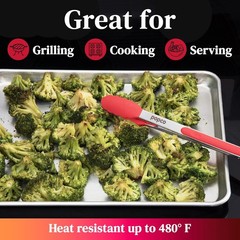 Durable Stainless Steel Tongs Set with Silicone Tips – 3 Sizes for BBQ & Salads