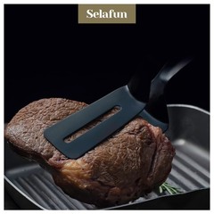 1 PCS 10 Inch Matte Black Kitchen Tong Steak Clamp Double Spatula Clip