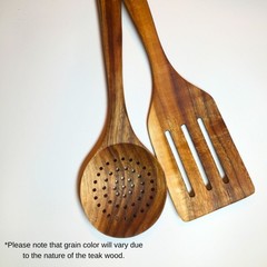 Teak Wood Cooking Utensils 7 Piece Set – Oil Finish – No Lacquer Eco-Friendly!
