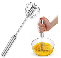 3x Stainless Steel Egg Whisk,Hand Push Rotary Whisk Blender,Versatile Easy Whisk