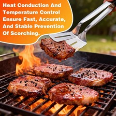 Stainless Steel Steak Clamp Food Clip Tongs Bread Meat BBQ Kitchen Cooking Tool