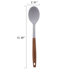 10-Piece Silicone and Acacia Wood Handle Kitchen Cooking Utensils Set, Gray