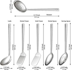 6-Piece Heavy Duty Stainless Steel Kitchen Utensils Set Cooking Tools Spatulas