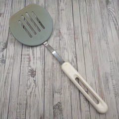 Vtg Bonny Nylon Slotted Wide Round Spatula Pancake Turner Blue White FLAWS READ