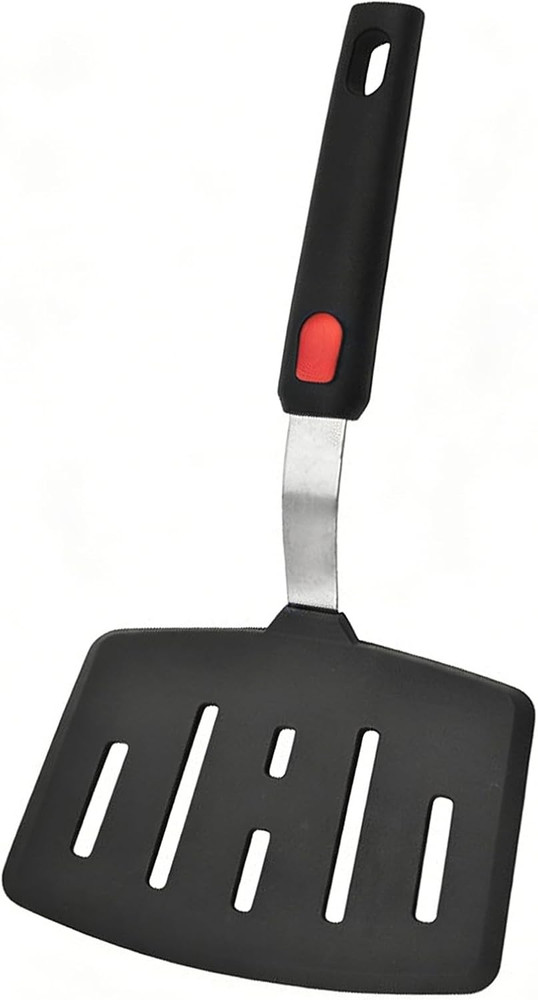 Silicone Wide Slotted Spatula Non-Stick Egg Pancake Turner Heat Resistant Black