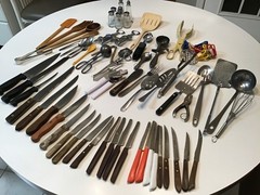 Bundled Lot ~50+ Kitchen Cooking Serving Utensils Tools Gadgets Knives etc.