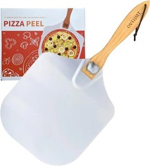 Pizza Peel 12 inch, Aluminum Pizza Paddle 12 x 14 inch with Foldable Wood Han…