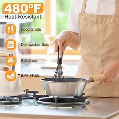 Silicone Whisk Heat Resistant Scratch Whisks Set of 3 Stainless Steel Silicone