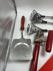 Vintage Red Handled Kitchen Tools And Utensils Lot Of 9