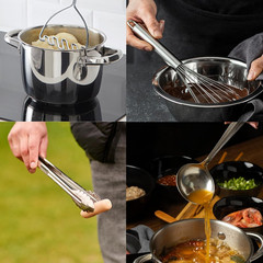 ® Premium Set of 10 Stainless Steel Kitchen Tool Set with Holder Easy to Clean,