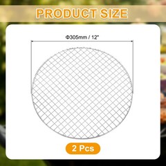 2Pcs Round Cooking Rack Dia 12 Inch Stainless Steel Grill Grate Silver