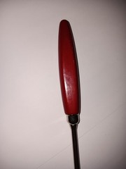 Vtg A&J Kitchamajig Slotted Spoon Whisk Strainer Utensil Red Wood Handle 12” USA