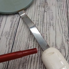 Vtg Bonny Nylon Slotted Wide Round Spatula Pancake Turner Blue White FLAWS READ
