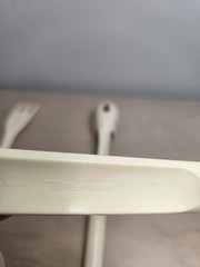 Vintage Tupperware Cooking Utensils Lot Set Of 3 Cream Plastic Pasta Spoon Knife