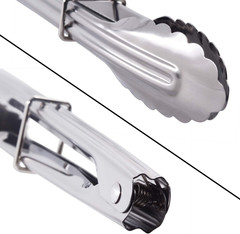 HINMAY 7-Inch Small Stainless Steel Serving Tongs, Set of 3 (Silver) | 7-Inch Mi