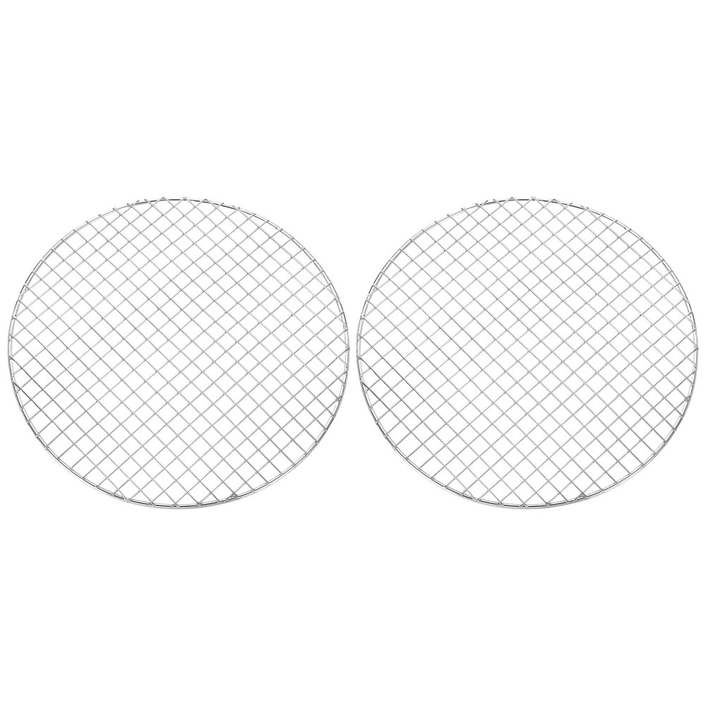 2Pcs Round Cooking Rack Dia 12 Inch Stainless Steel Grill Grate Silver