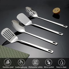 HOMQUEN 4pc Silver Stainless Steel Kitchen Utensils Set