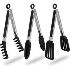 3 Packs Non Stick Kitchen Tongs with Silicone Tip for Cooking BBQ Baking 9″