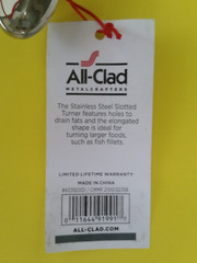 NWT) ALL CLAD Polished Stainless LARGE SLOTTED TURNER Spatula Utensil HEAVY DUTY
