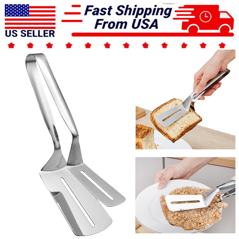 Tongs Steak Clamp Stainless Steel Food Clip Meat Bread BBQ Kitchen Cooking Tool