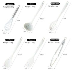 11 PCS SILICONE COOKING UTENSILS KITCHEN UTENSIL SETTURNERTONGSSPATULASPOONBRUSH