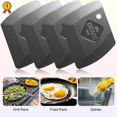4-Pack Pan Scrapers, Durable Plastic Dish Scraper Tool for Kitchen Cast Iron Pot