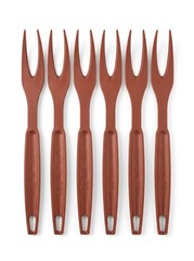 6 Pc Brick Red Egg Fork Set – Durable Food-Safe Plastic Kitchen Egg Forks