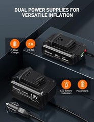 Cordless Tire Inflator Air Compressor 20V,Rechargeable Battery Portable Air Pump