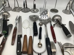28 Metal + Plastic Wooden Stainless Kitchen Utensils Tools Fork Knife Mashers ++