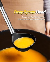 Black Silicone Pasta Fork Ladle Spoon Set Non Stick Kitchen Utensils Cooking