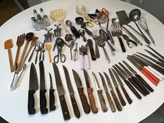 Bundled Lot ~50+ Kitchen Cooking Serving Utensils Tools Gadgets Knives etc.
