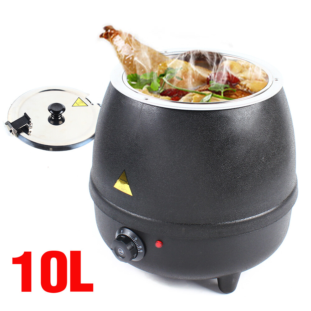 10L Stainless Steel Pot Electric Commercial Soup Kettle Jug Mulled Wine Warmer