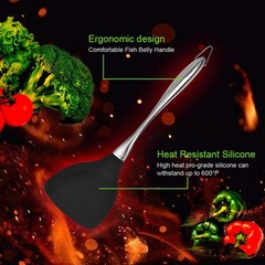 Honglida Premium Silicone Wok Turner BPA Free 600ºF Spatula Stainless Steel H…