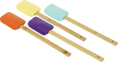 Bamboo Handle Silicone Spatulas Set of 4 W/ Non-Stick Dishwasher Safe