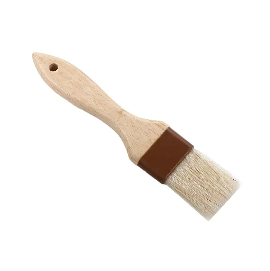 1 pc Wooden Handle Pastry Brush Flat Bristle Baking BBQ Oil Cooking Brush